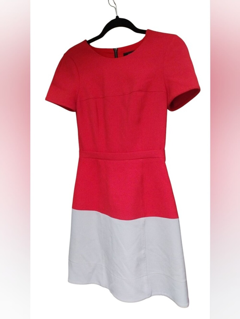 BCBGMaxAzria Womens Short Sleeve Colorblock Dress Red, Cream SZ 02